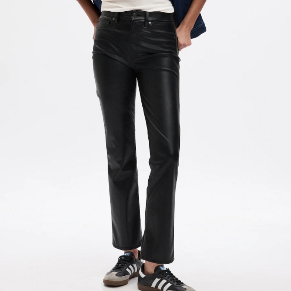 GAP Vintage Slim High Rise Black Leather Pants
